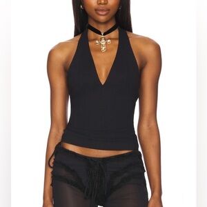Free People Black Halter Crop Top